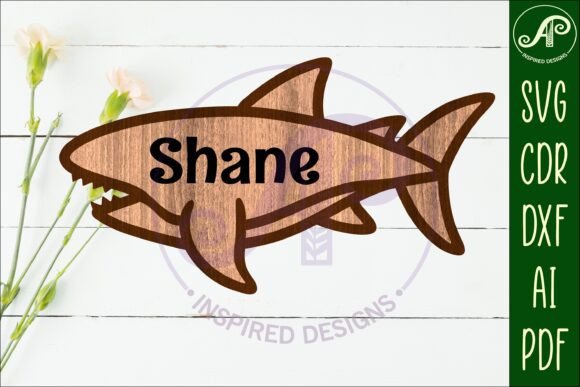 Download Shark Outline Two Layer Name Sign - Two layer name sign Collection