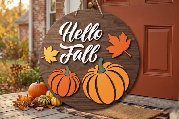 Download Hello Fall Pumpkin Door Sign SVG - Pumpkin Collection