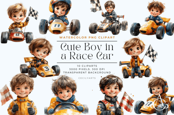 Download Cute Boy in a Race Car Clipart - Race car Collection
