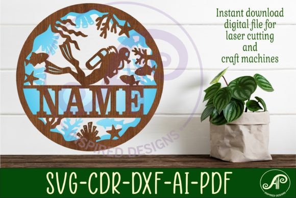 Download Scuba Diver Two Layer Name Sign Svg - Two layer name sign Collection