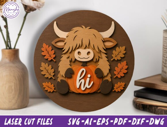 Download Highland Cow Pumpkin Door Sign SVG - Pumpkin Collection
