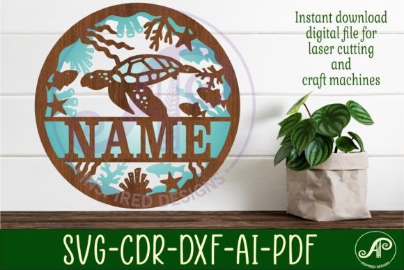 Download Turtle Two Layer Name Sign Svg Laser Cut - Two layer name sign Collection
